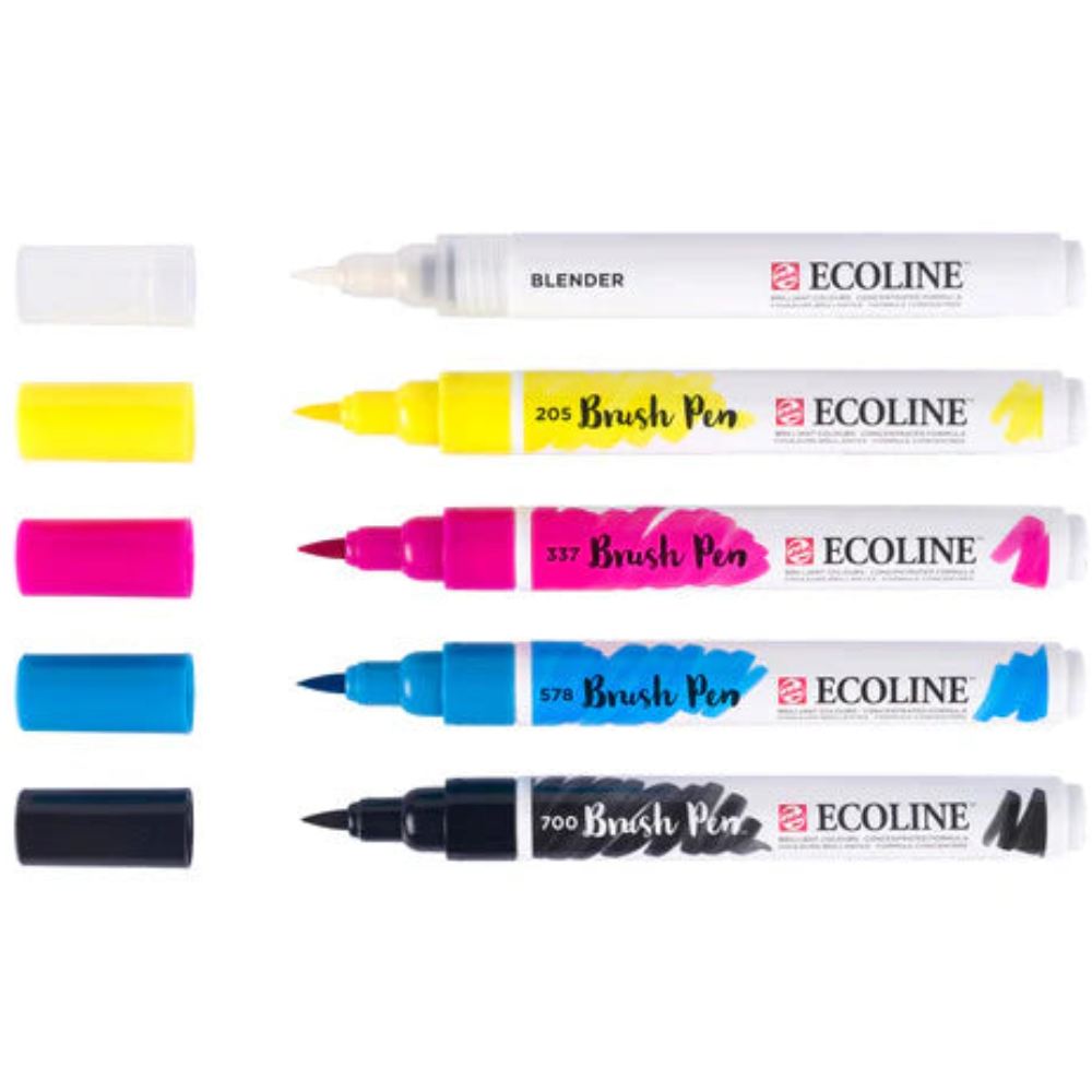 ECOLINE WATERCOLOR BRUSHPEN SET/5 PRIMARY