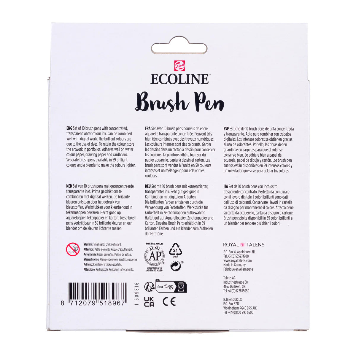 ECOLINE WATERCOLOUR BRUSHPEN SET/10 PORTRAIT COLORS