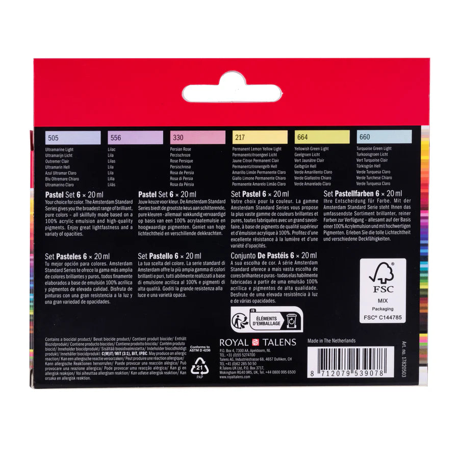 AMSTERDAM STANDARD ACRYLIC 6X20ML PASTEL SET
