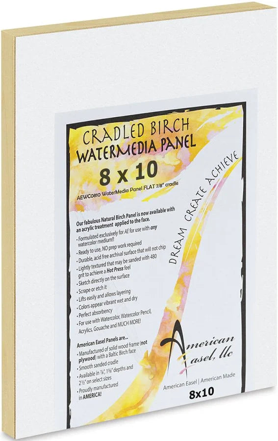 WATERMEDIA FACED CRADLED BIRCH PANEL FLAT 8 X 10 X 7/8"