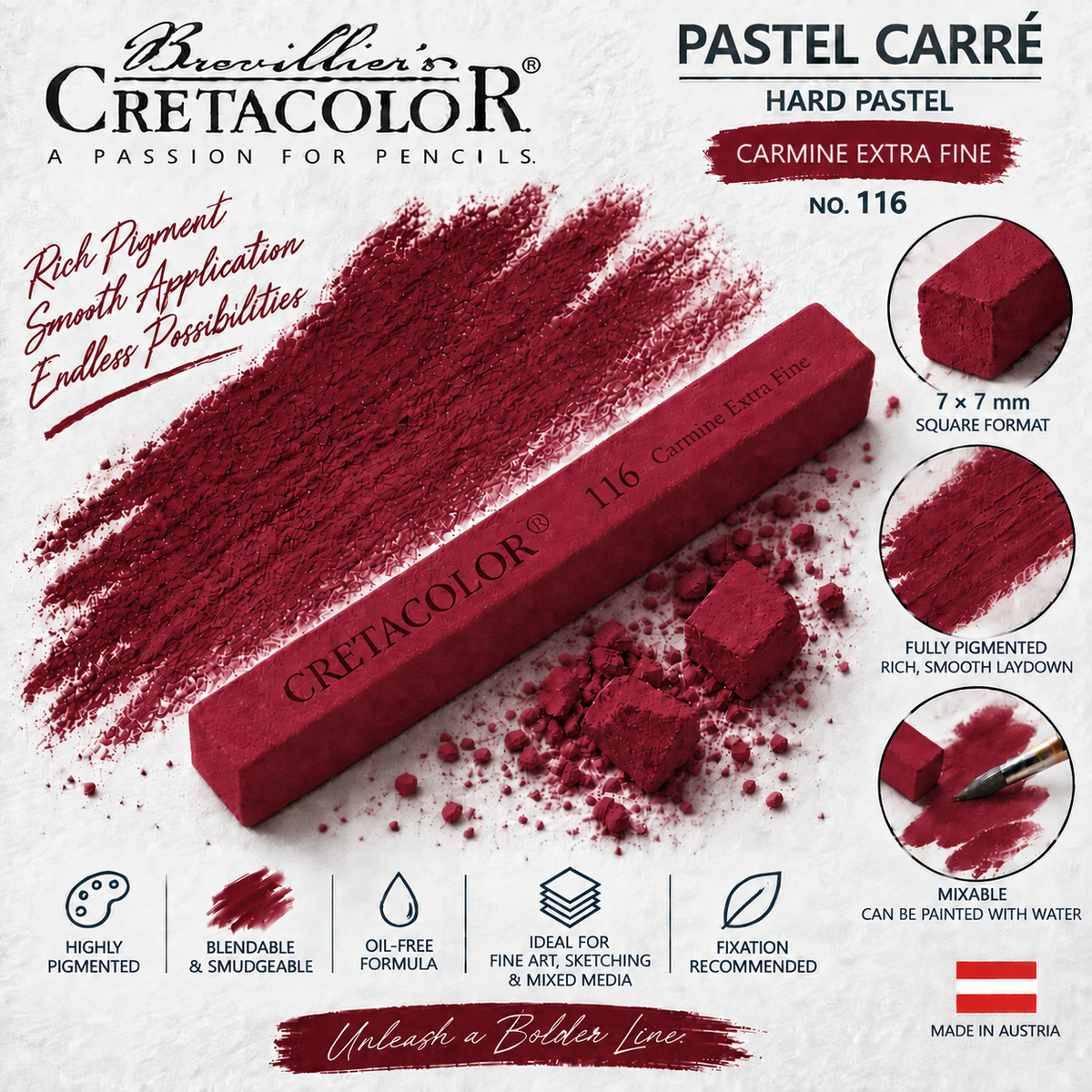 CRETACOLOR PASTEL CARRÉ CARMINE EXTRA FINE