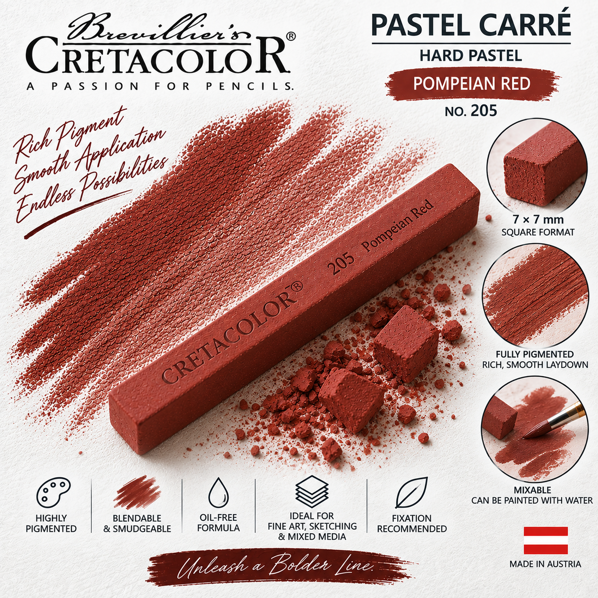 CRETACOLOR PASTEL CARRÉ POMPEIAN RED