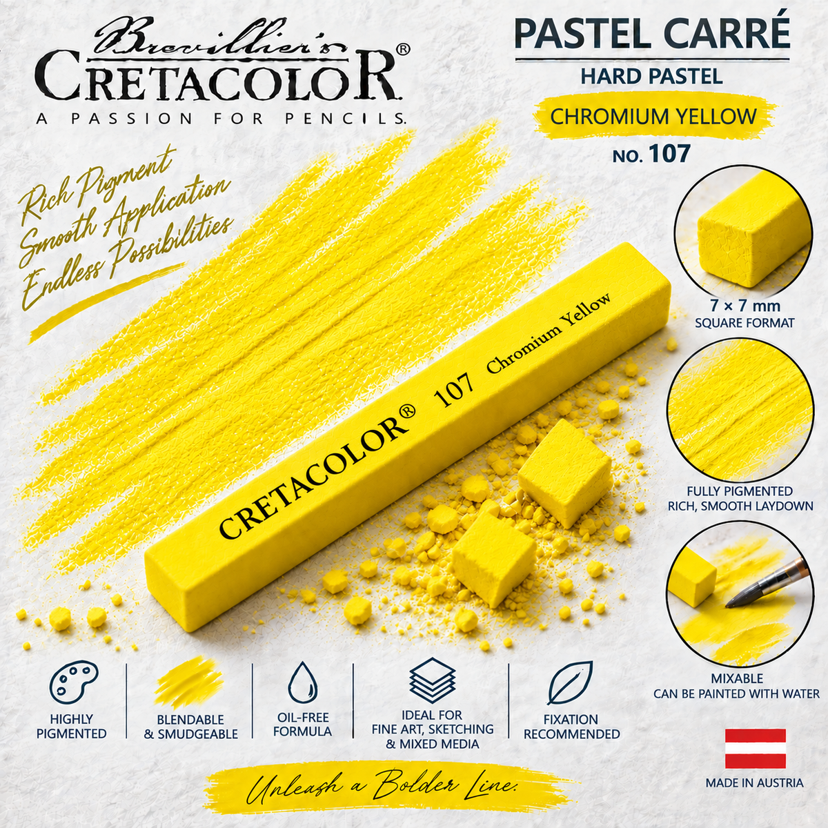 CRETACOLOR PASTEL CARRÉ CHROMIUM YELLOW