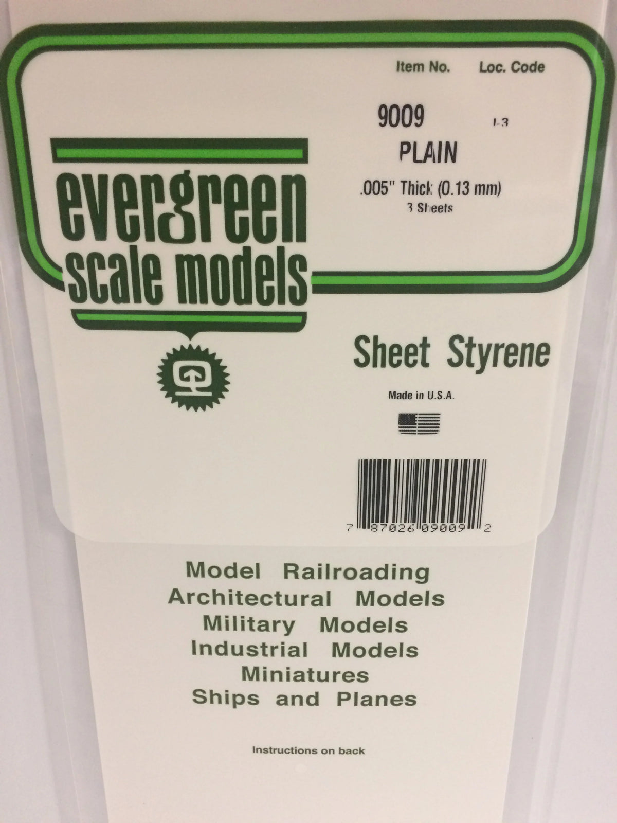 STYRENE SHEET PLAIN .005 3 SHEETS