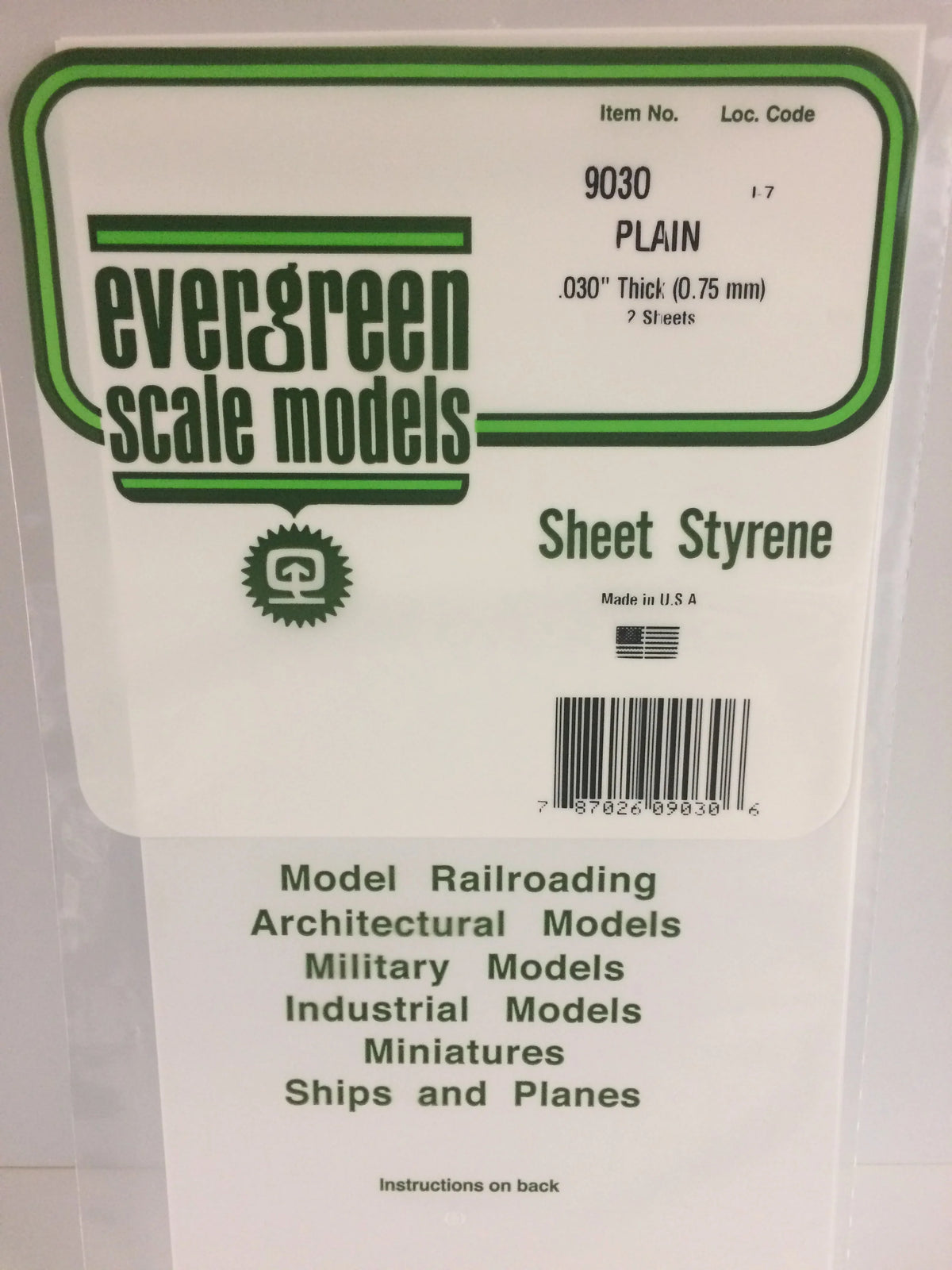 STYRENE SHEET PLAIN .030 2 SHEETS