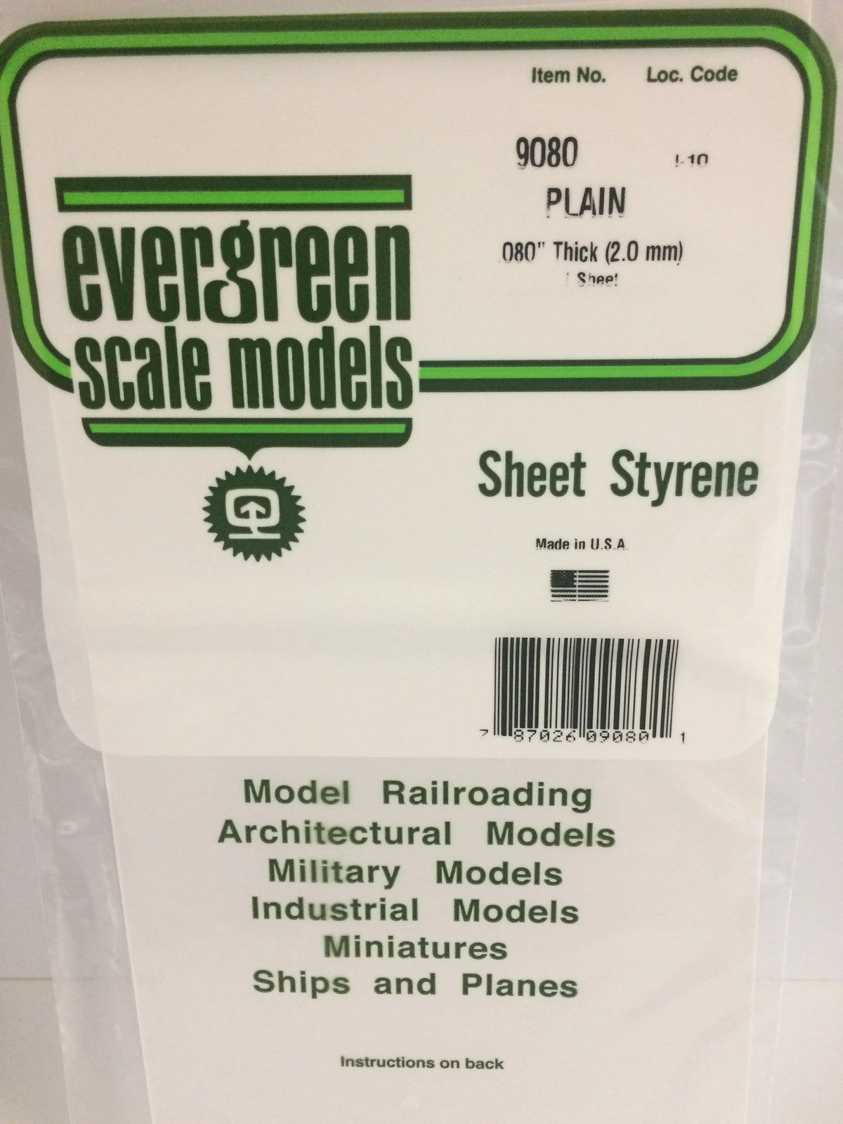 STYRENE SHEET PLAIN .080 1 SHEET