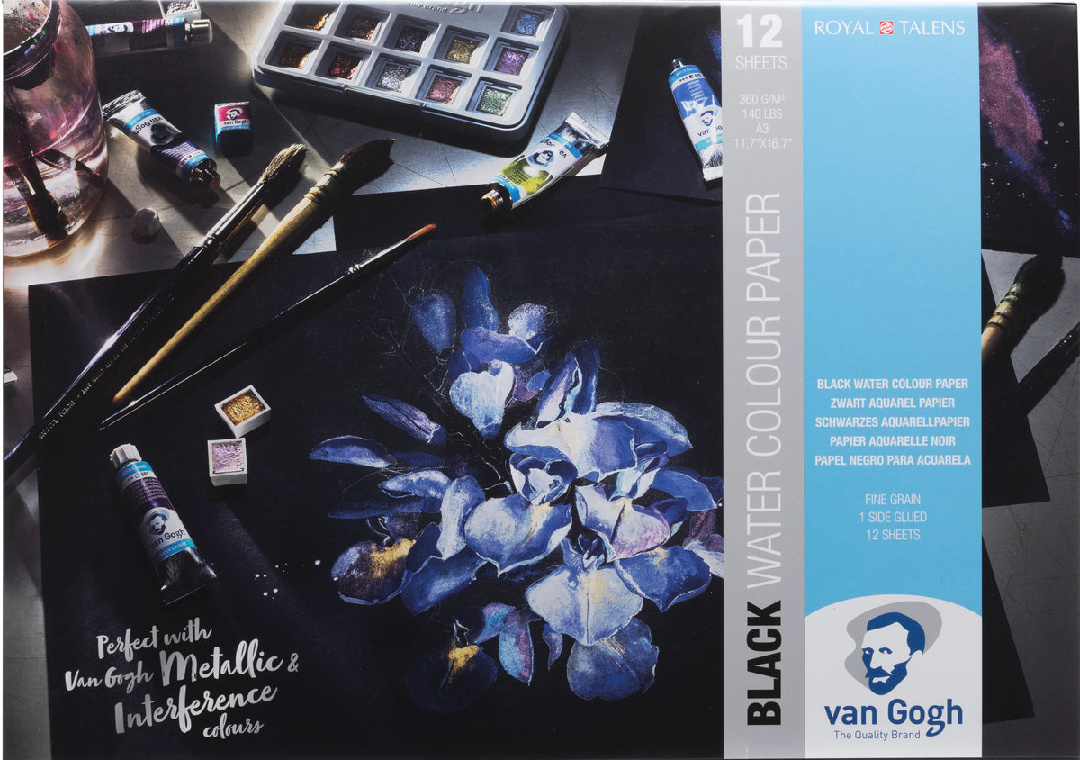 VGWC PAPER PAD 140LB COLD PRESS 11" X 15" BLACK 12 SHEETS