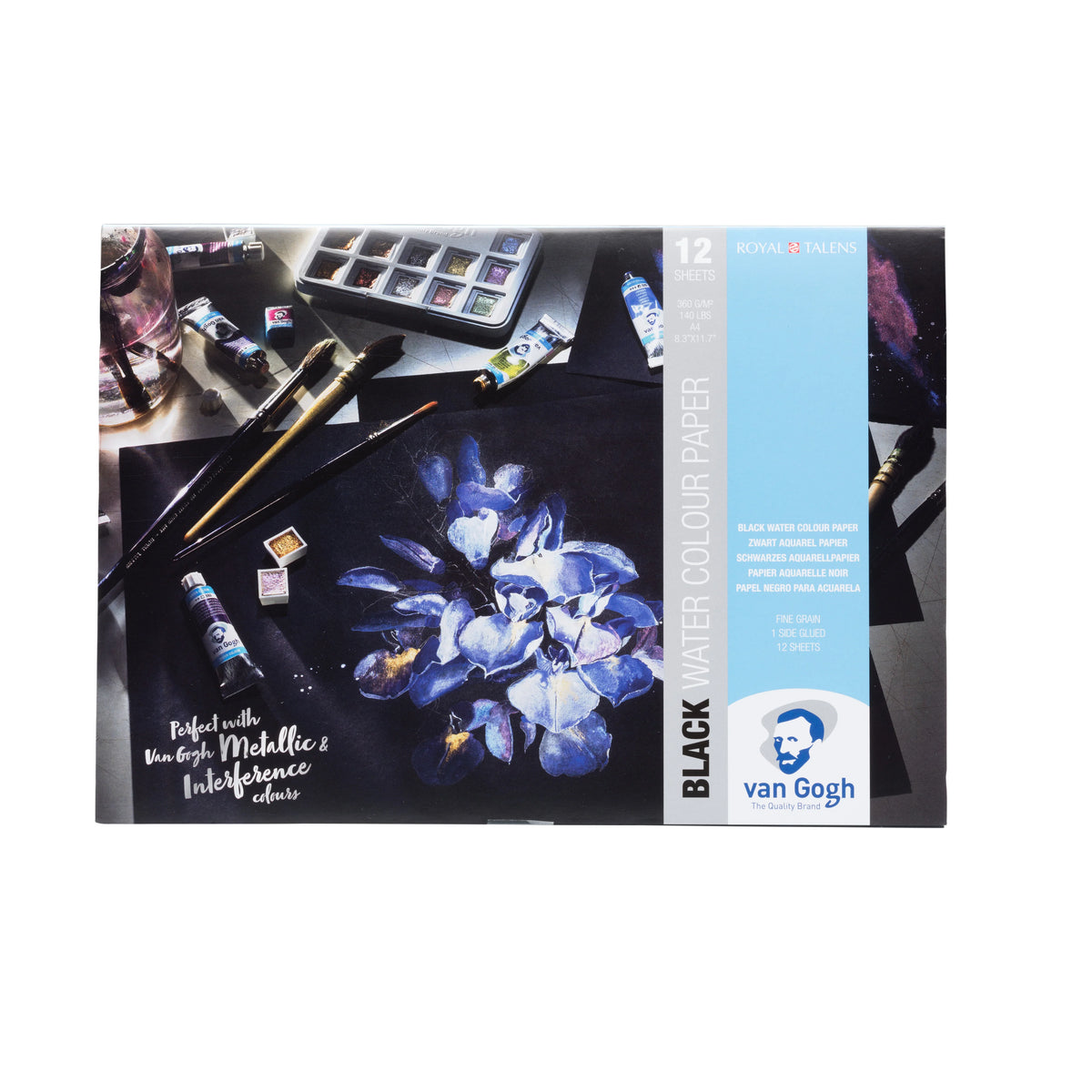 VGWC PAPER PAD 140LB COLD PRESS 9" X 12" BLACK 12 SHEETS
