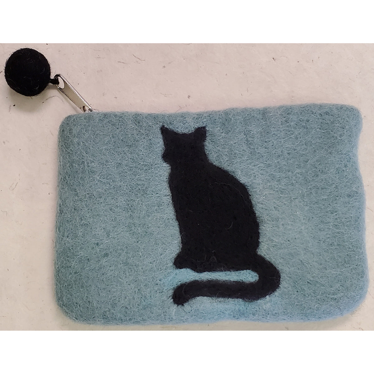 NAPALI FELTED ZIPPER POUCH 4&quot;x6&quot; CAT TURQUOISE