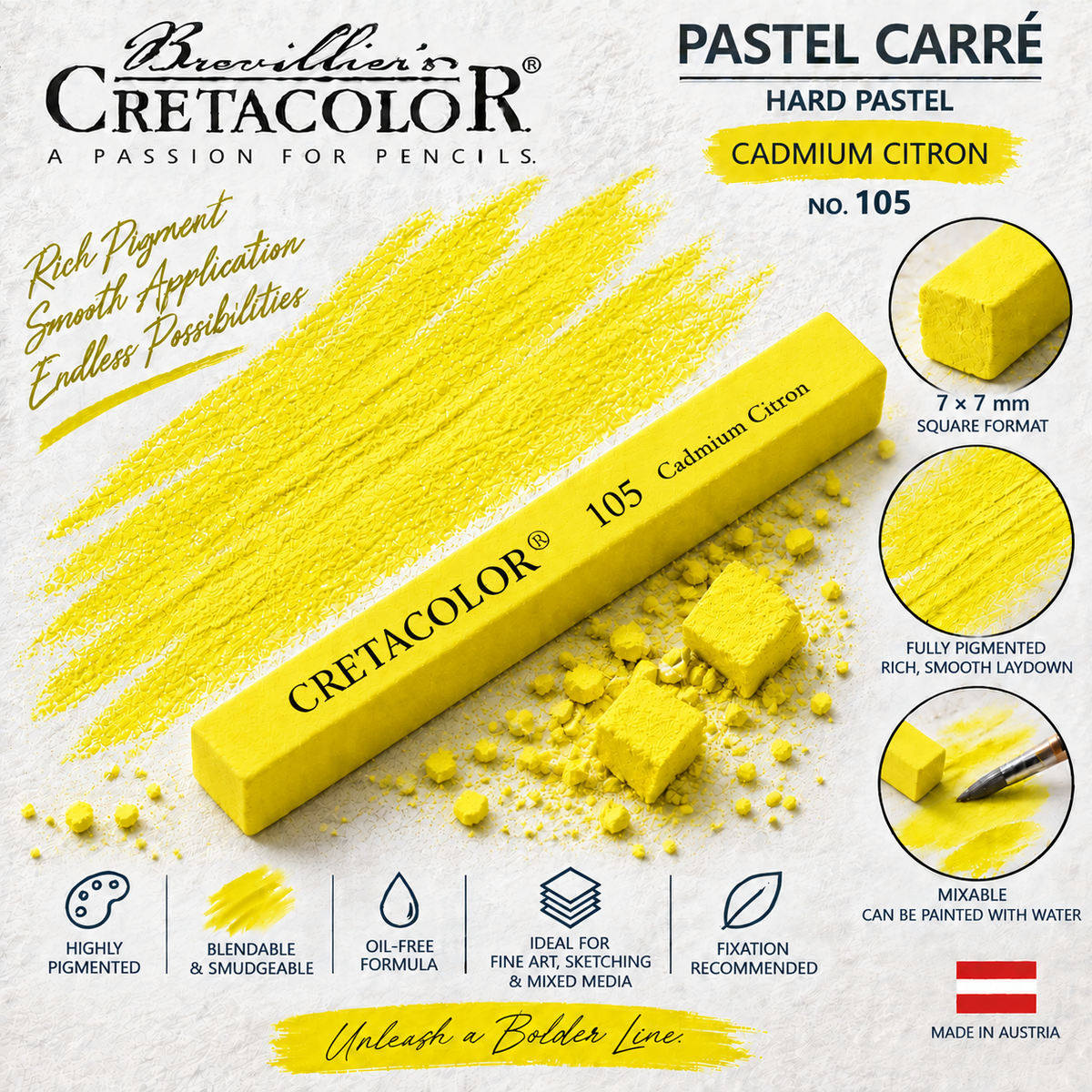 CRETACOLOR PASTEL CARRÉ CADMIUM CITRON