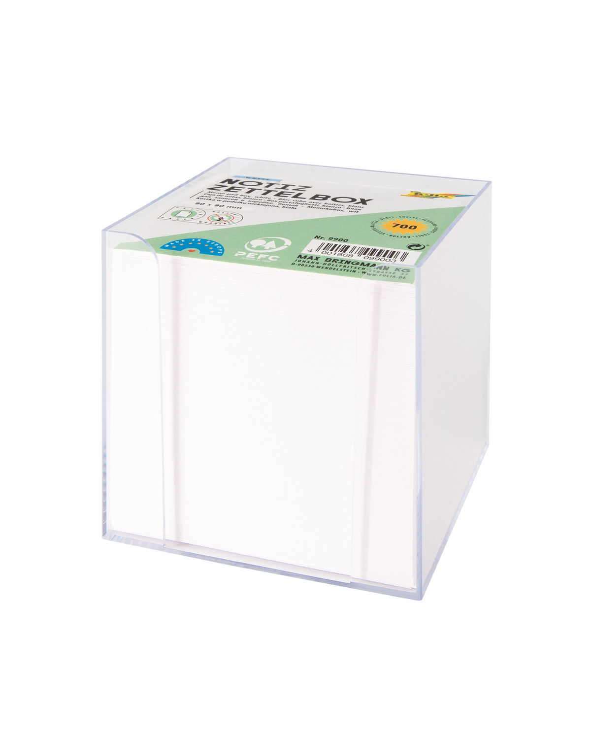 FOLIA NOTE BOX - WHITE PAPER 9CM X 9CM