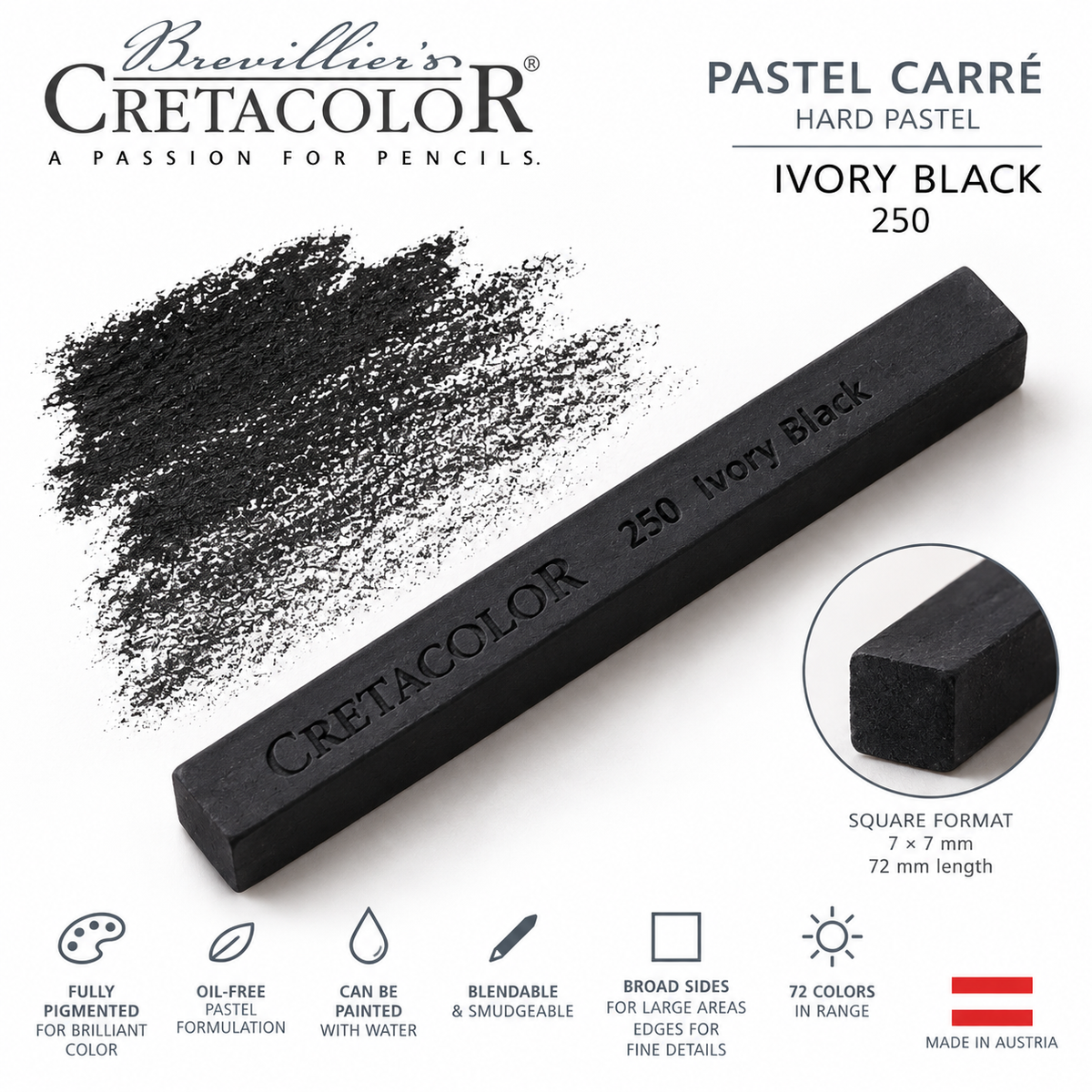 CRETACOLOR PASTEL CARRÉ IVORY BLACK