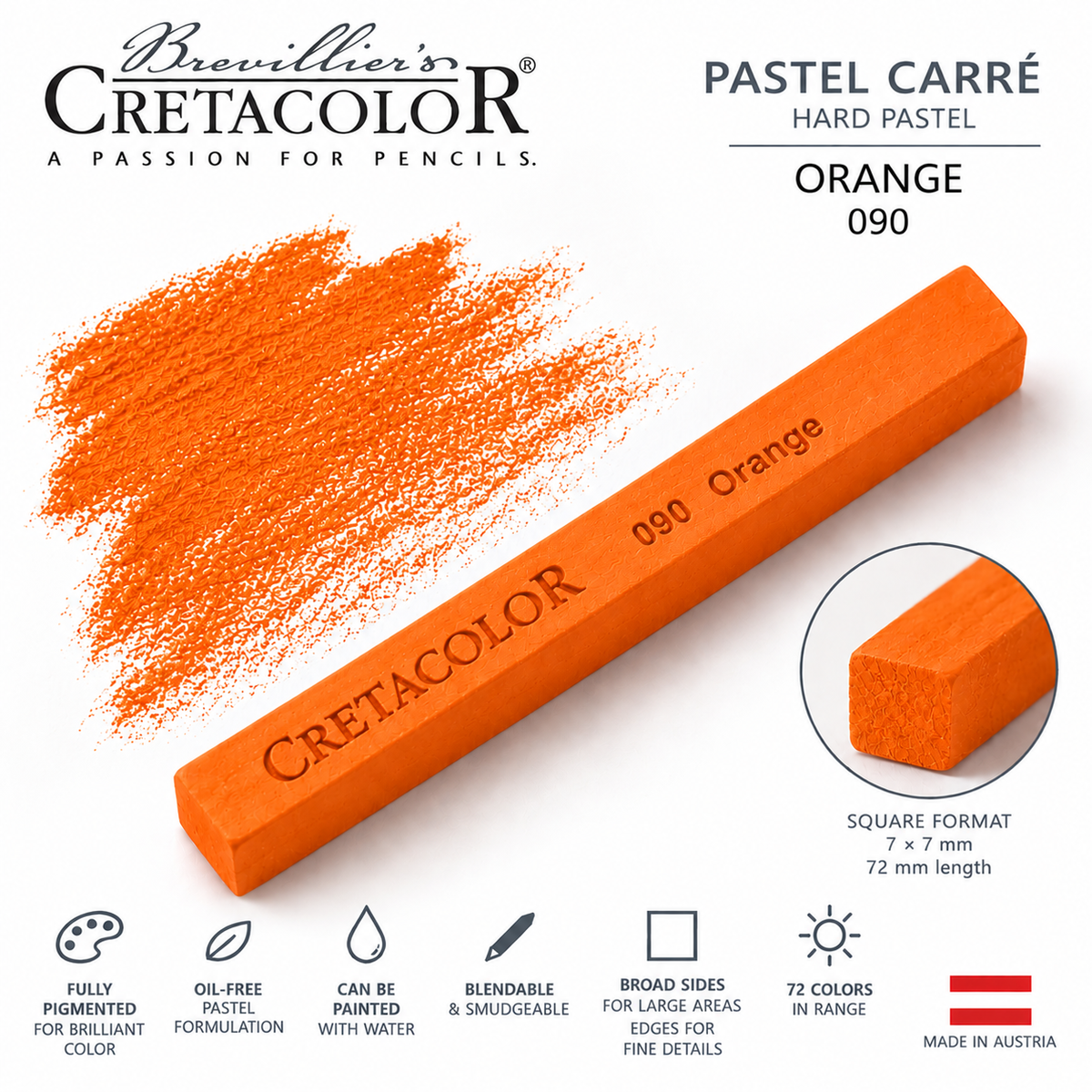 CRETACOLOR PASTEL CARRÉ ORANGE