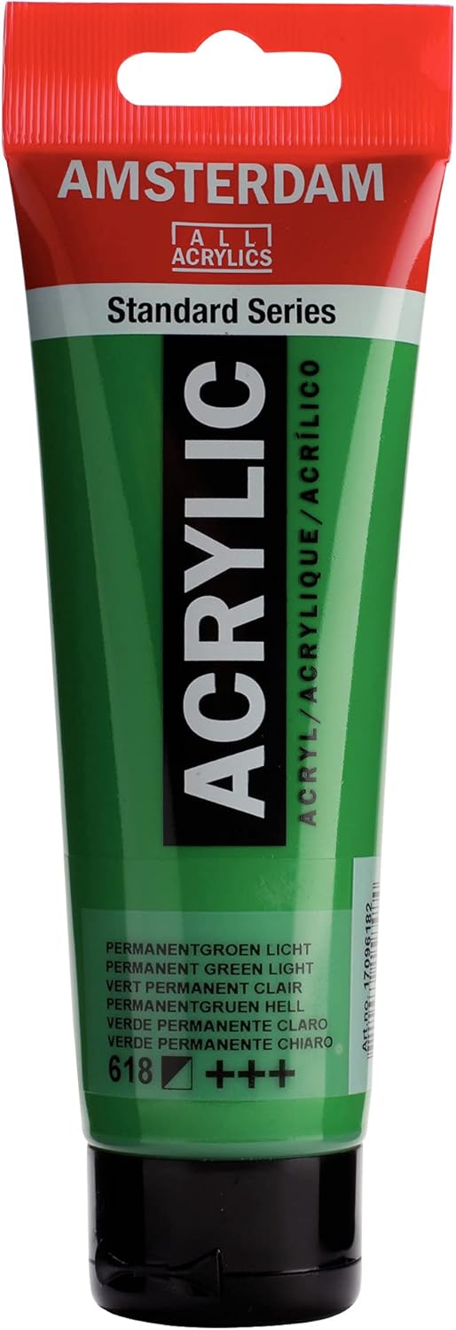 AMSTERDAM STANDARD ACRYLIC 120ML PERMANENT GREEN LIGHT 618