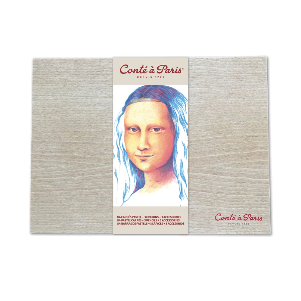 CONTE COLOUR &amp; SKETCH PASTEL CARRÉ WOOD BOX 84 SET - ASSORTED