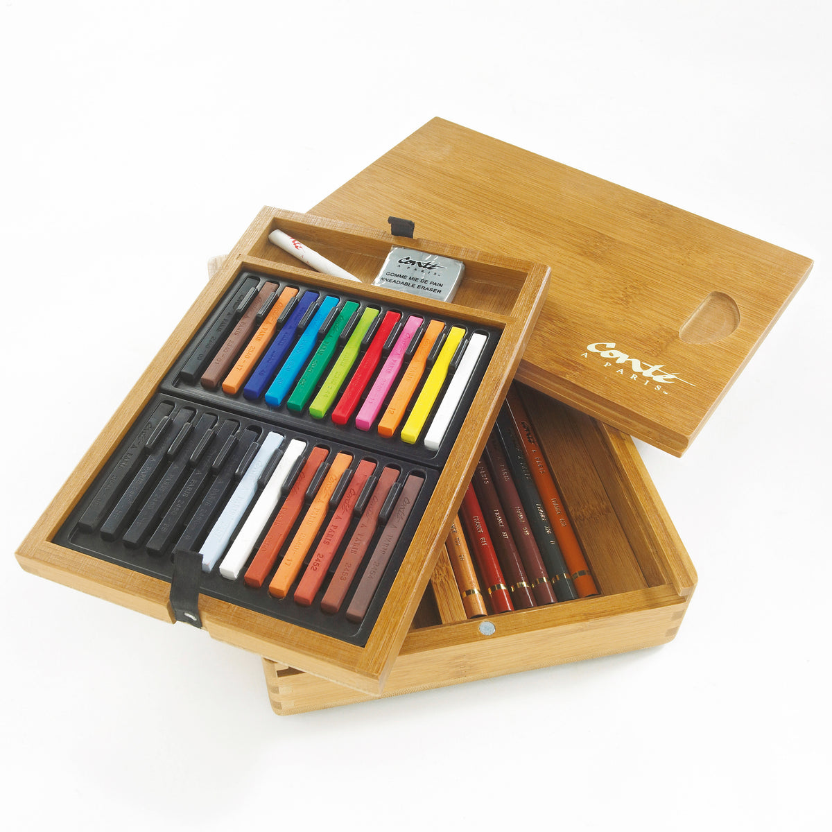 CONTE PASTEL CARRÉ &amp; SKETCH PENCIL WOOD BOX 30 SET - ASSORTED