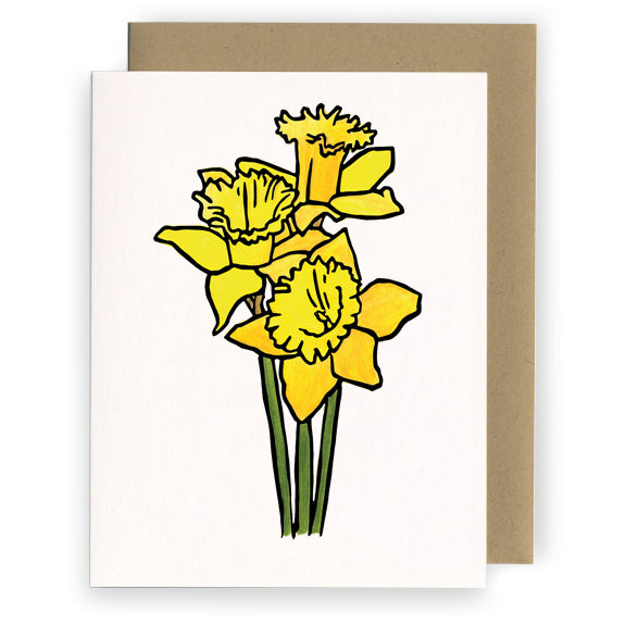 LETTERPRESS CARD- 3 DAFFODIL BIRTH MONTH FLOWER