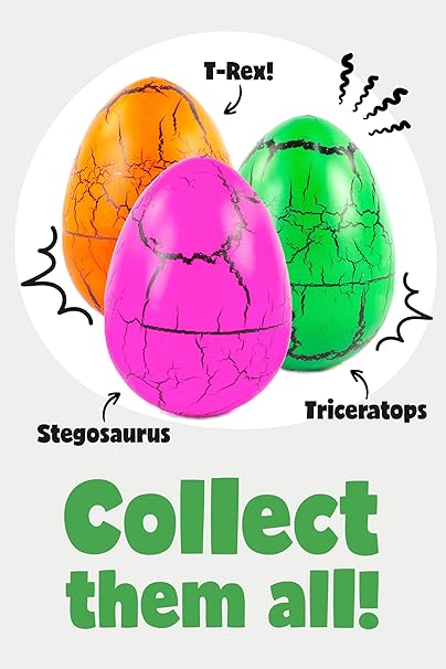 DINOSAUR HATCHING EGGS (LARGE) - STEGOSAURUS, TRICERATOPS, T-REX