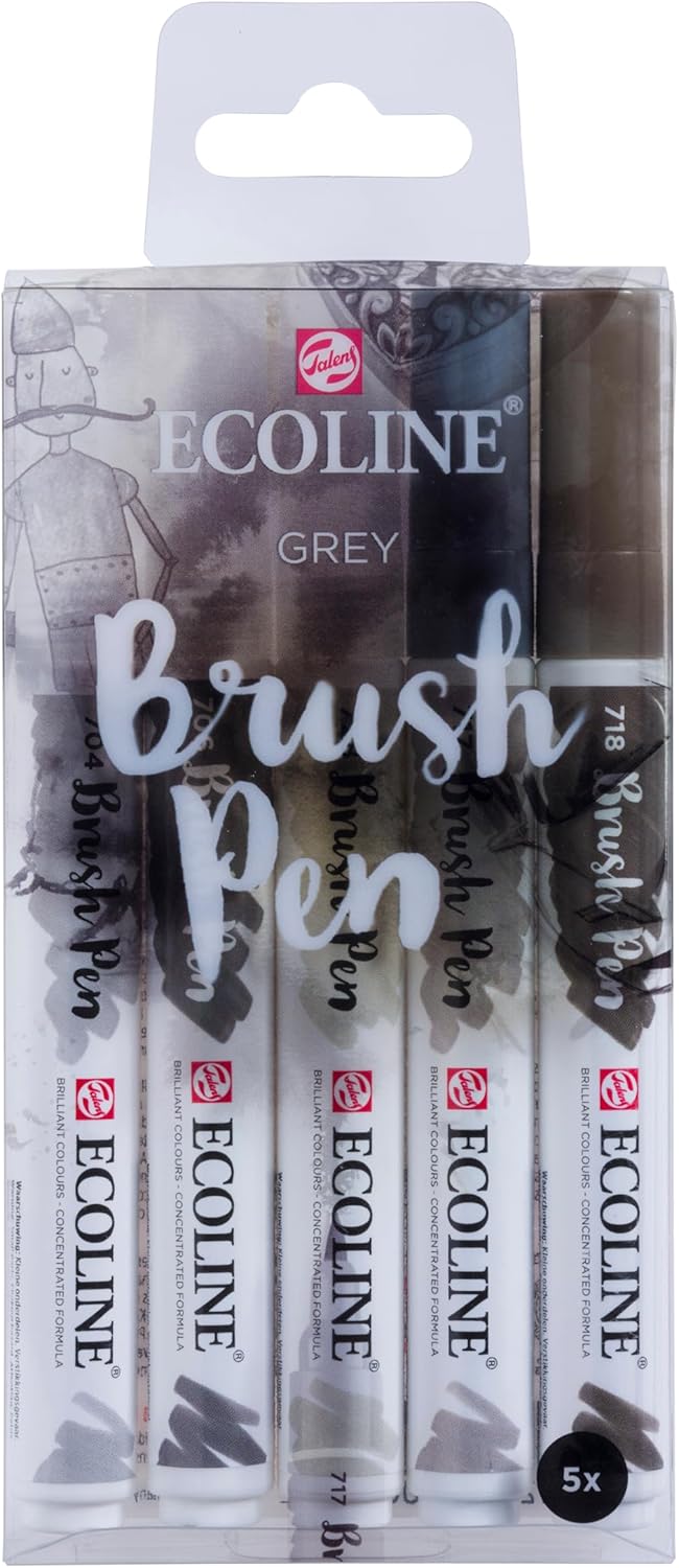 ECOLINE WATERCOLOR BRUSHPEN SET/5 GREY