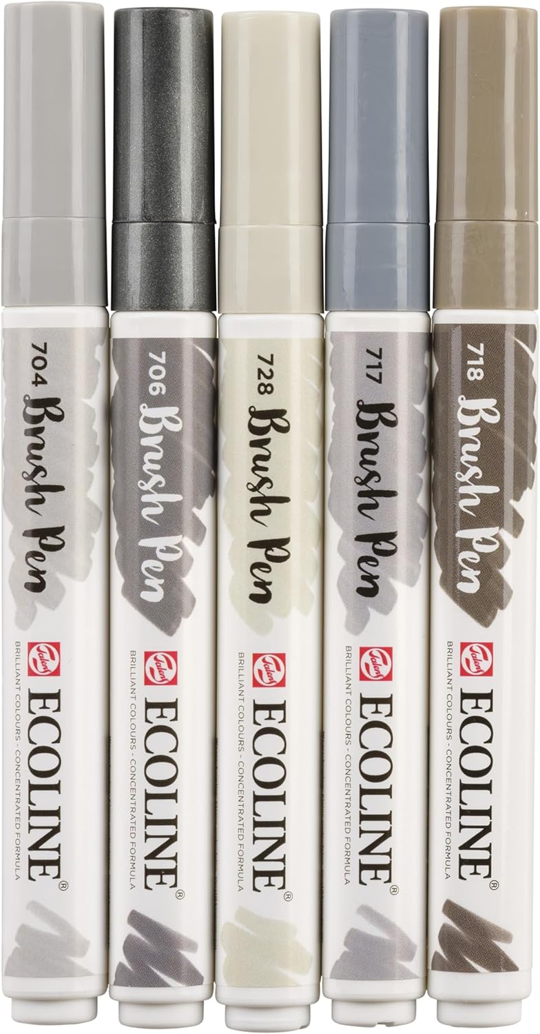 ECOLINE WATERCOLOR BRUSHPEN SET/5 GREY
