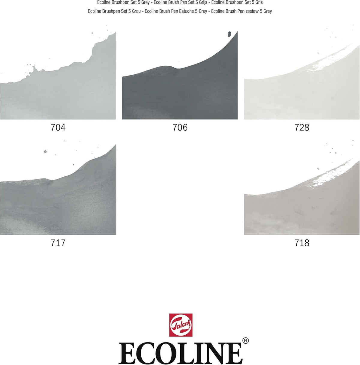 ECOLINE WATERCOLOR BRUSHPEN SET/5 GREY