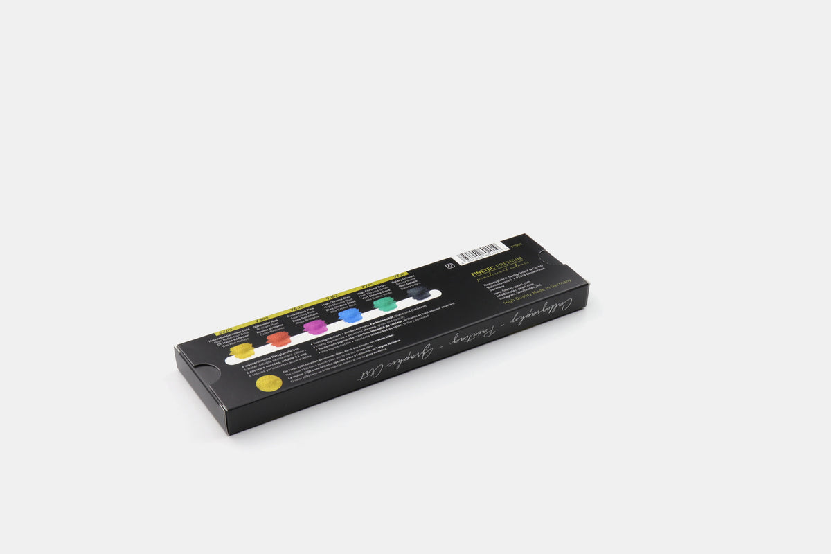 FINETEC PREMIUM WATERCOLOR SET – 6 PEARLESCENT COLOURS (HIGH CHROMA)