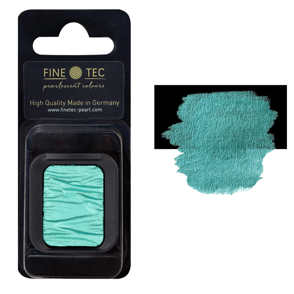 FINETEC WATERCOLOR PAN REFILL (PEARLESCENT) CARRIBEAN GREEN