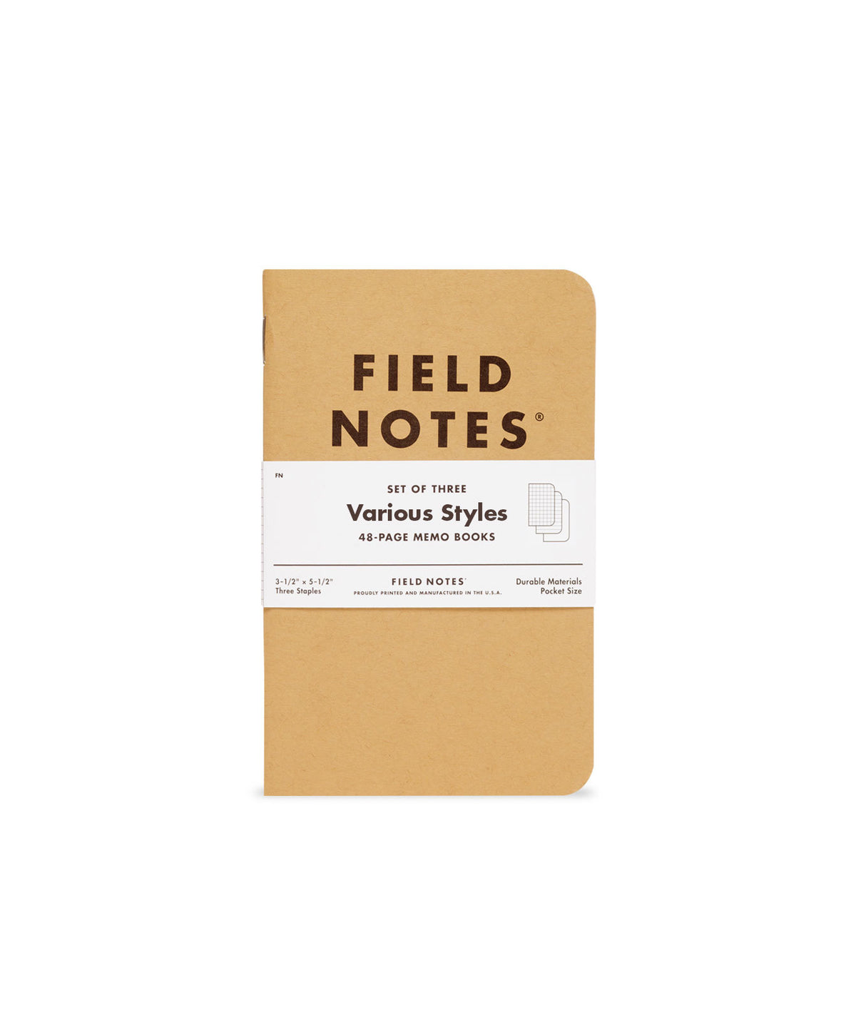 FIELD NOTES ORIGINAL KRAFT RULED MEMO BOOK - 3 PK