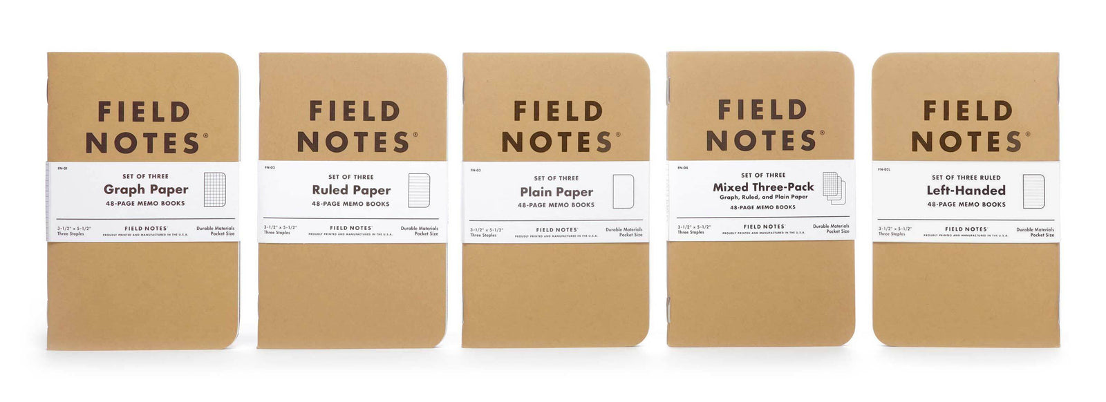 FIELD NOTES ORIGINAL KRAFT RULED MEMO BOOK - 3 PK