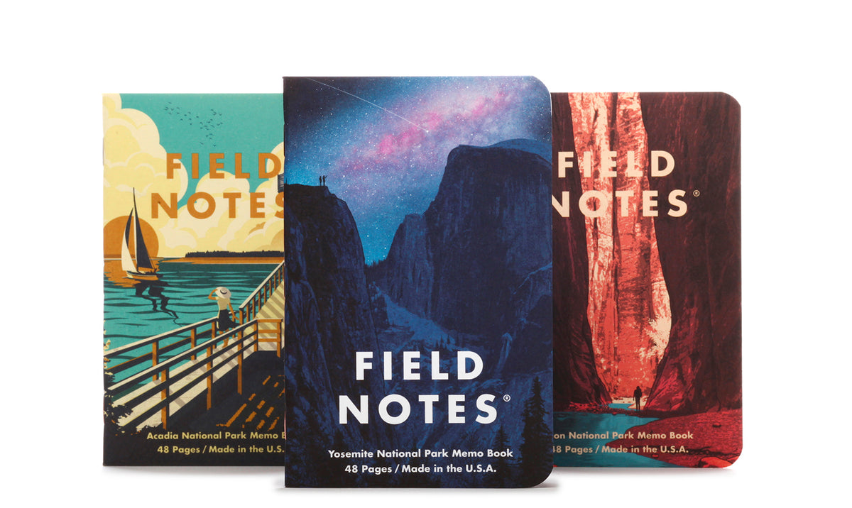 FIELD NOTES NATIONAL PARKS MEMO BOOKS 3PK - SERIES  A - YOSEMITE, ACADIA, ZION