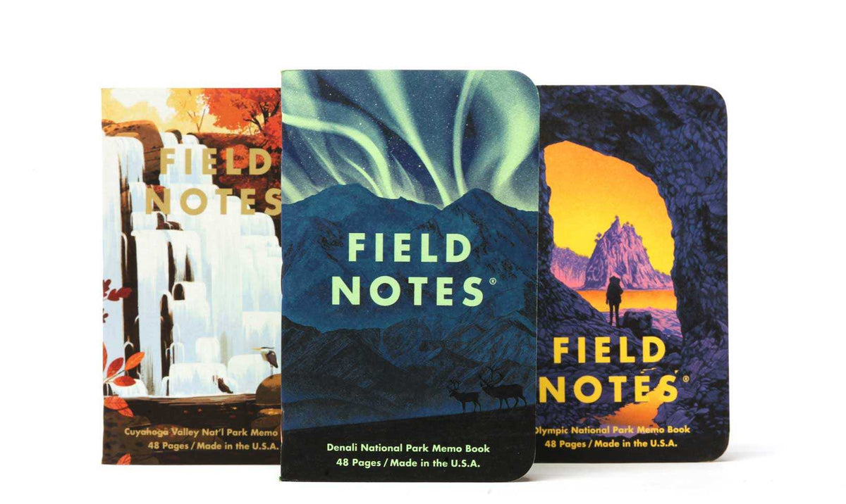 FIELD NOTES NATIONAL PARKS MEMO BOOKS 3PK - SERIES E - DENALI, CUYAHOGA, OLYMPIC