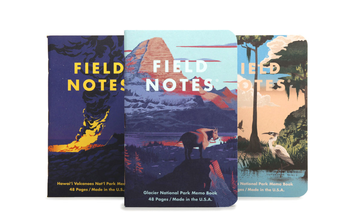 FIELD NOTES NATIONAL PARKS MEMO BOOKS 3PK - SERIES F - GLACIER, HAWAII, EVERGLADES