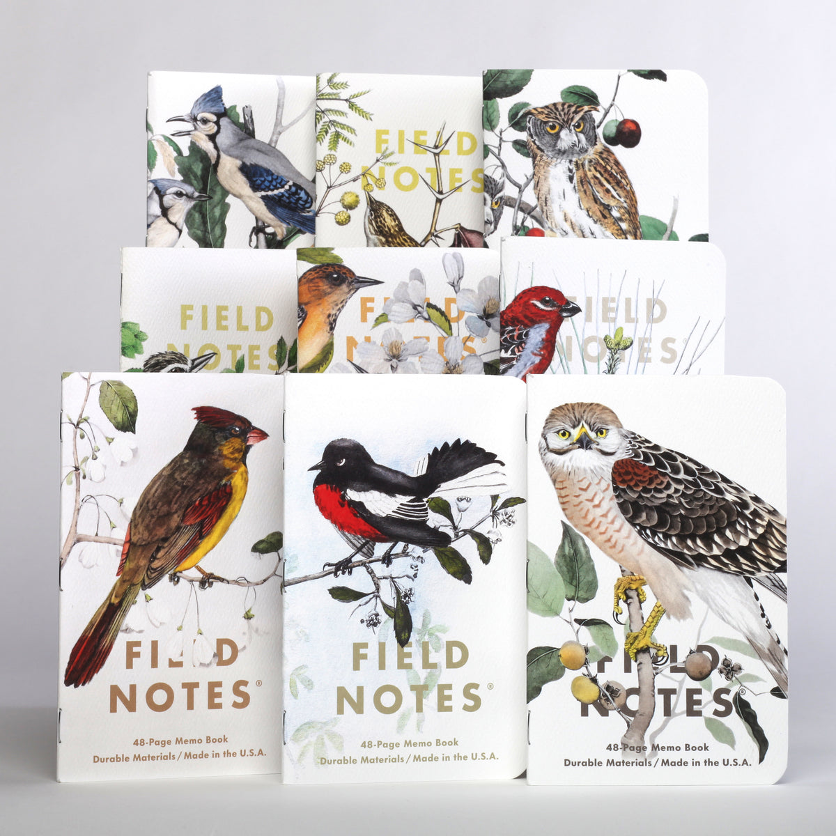 FIELD NOTES 3 PACK, BIRDS AND TREES OF NORTH AMERICA - PACK C - REDSTART, CARDINAL, REDSHOULDER HAWK