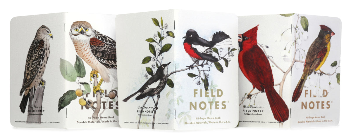 FIELD NOTES 3 PACK, BIRDS AND TREES OF NORTH AMERICA - PACK C - REDSTART, CARDINAL, REDSHOULDER HAWK