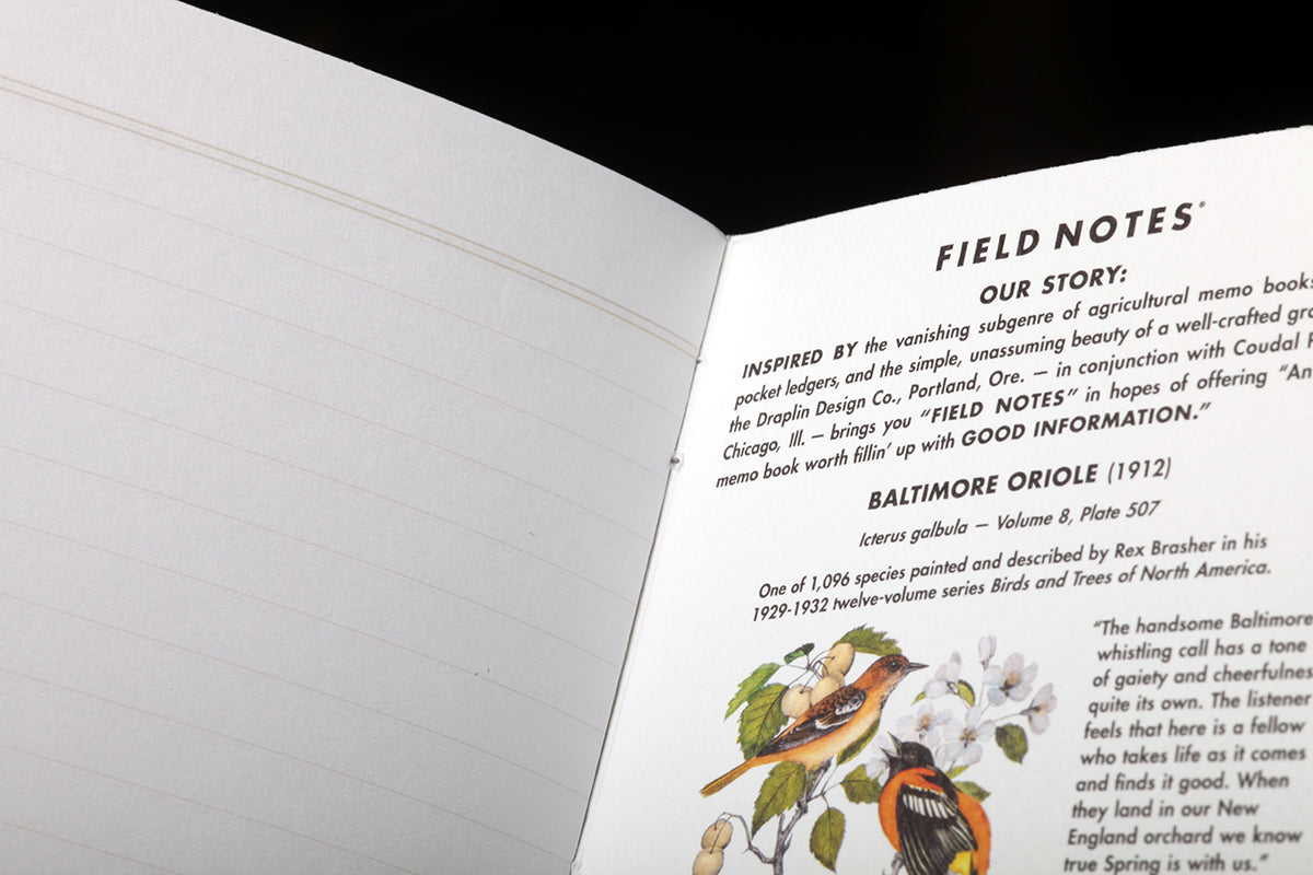 FIELD NOTES 3 PACK, BIRDS AND TREES OF NORTH AMERICA - PACK B - PINE GROSBEAK, BALTIMORE ORIOLE, SULPHURBELLY FLYCATCHER