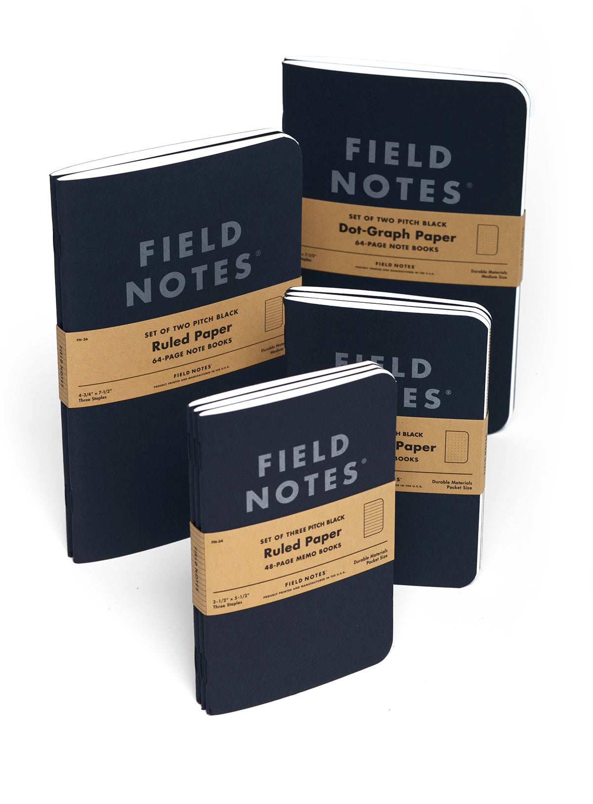FIELD NOTES - PITCH BLACK MEMO BOOK RULED 3PK