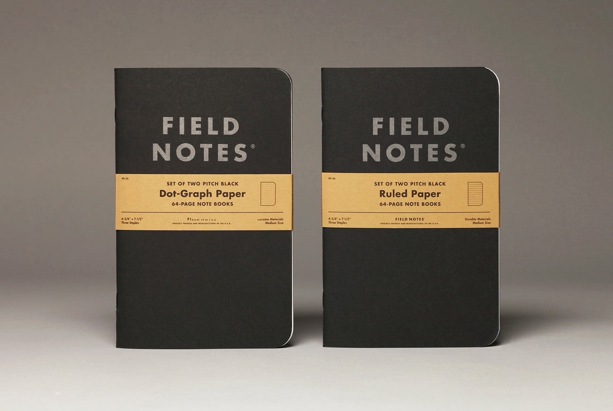FIELD NOTES - PITCH BLACK NOTEBOOK DOT-GRAPH 2PK