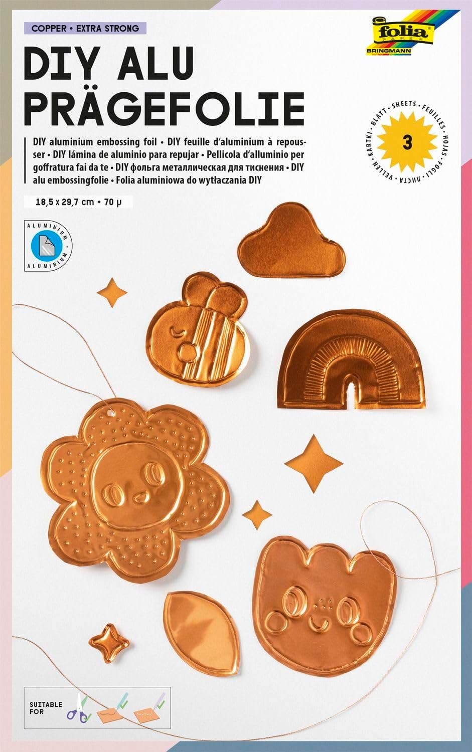 FOLIA DIY ALUM EMBOSSING FOIL 7.3 X11.4 SHEET - COPPER
