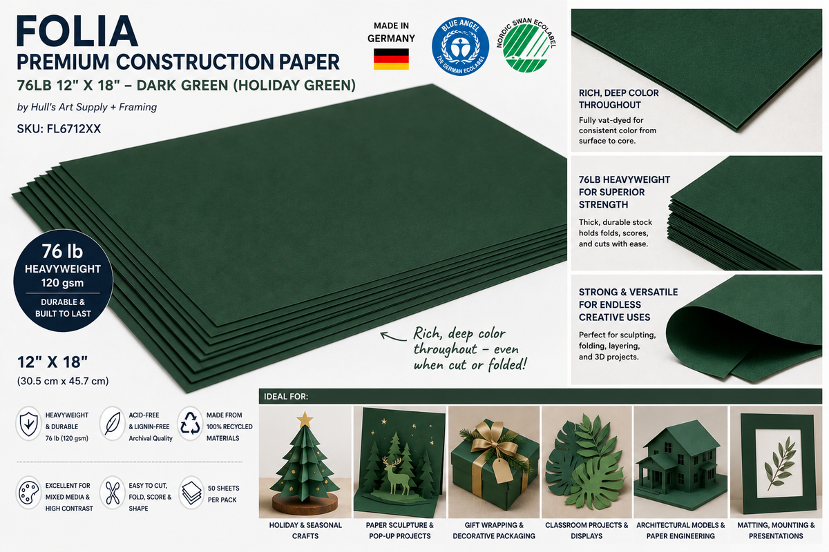 FOLIA PREMIUM CONSTRUCTION PAPER 76LB 12X18 DARK GREEN