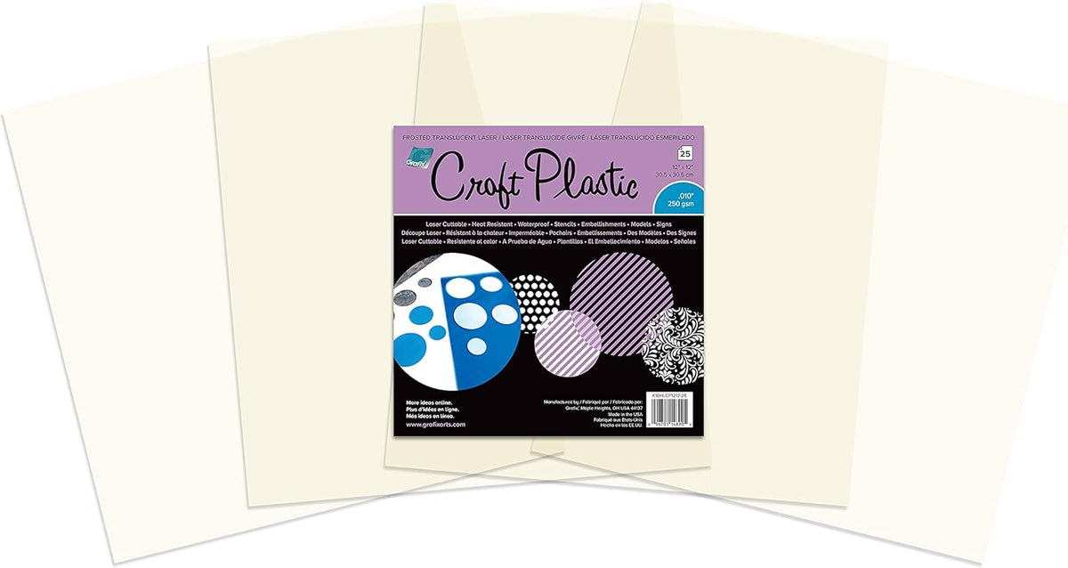 LASER CRAFT PLASTIC .010 12x12 FROSTED 4-PACK