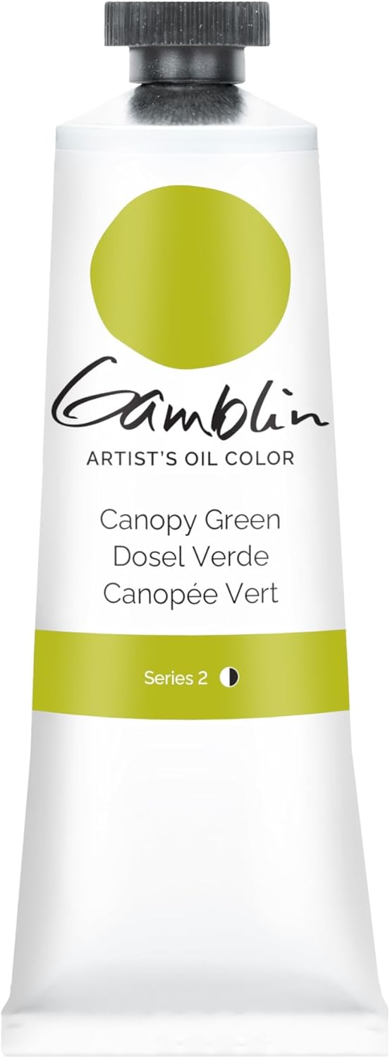 Tube of Gamblin Artist's Oil Color in Canopy Green on a white background