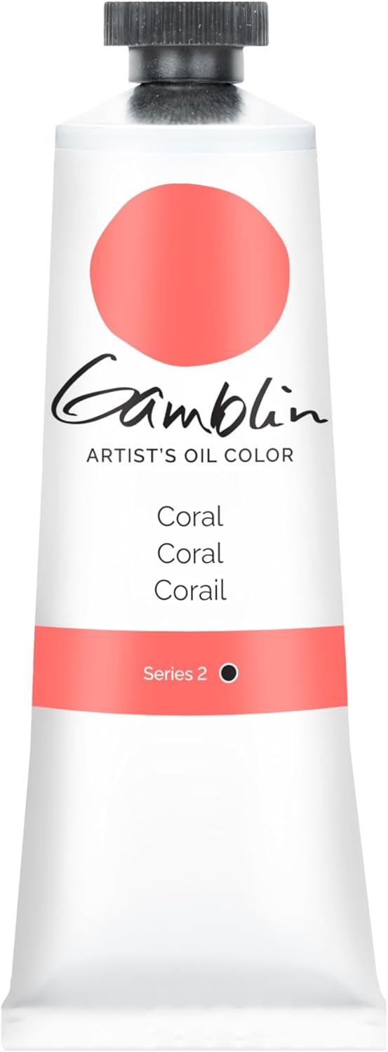 Tube of Gamblin Artist's Oil Color in Coral color on a white background
