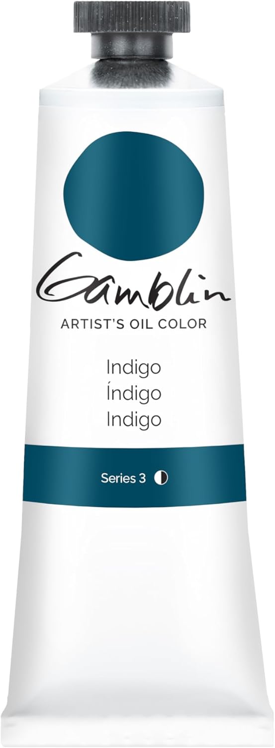Tube of Gamblin Artist's Oil Color in Indigo on a white background
