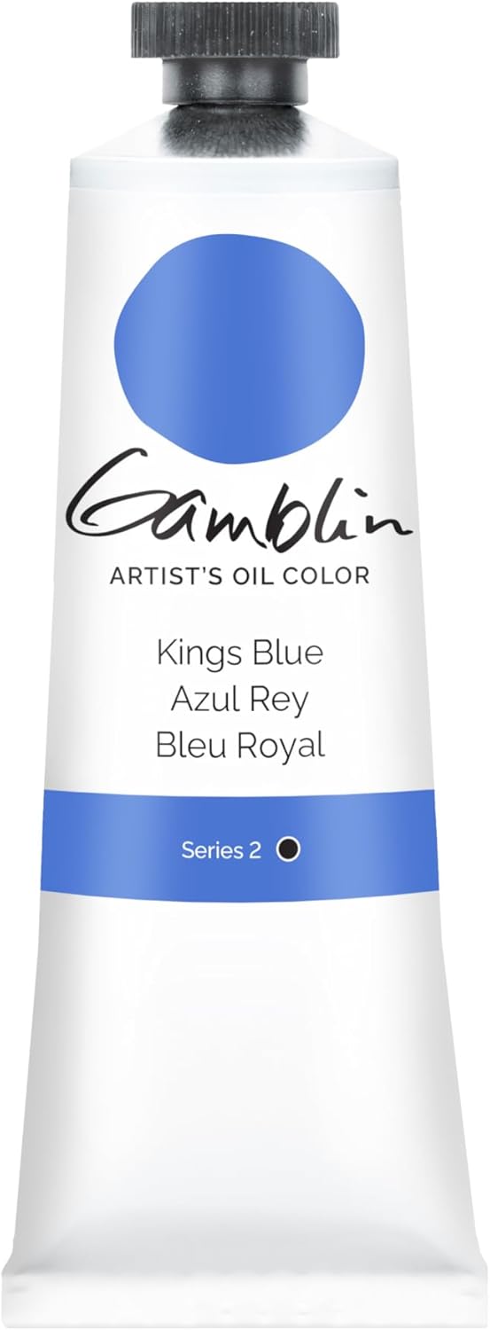 Tube of Gamblin Artist's Oil Color in Kings Blue on a white background