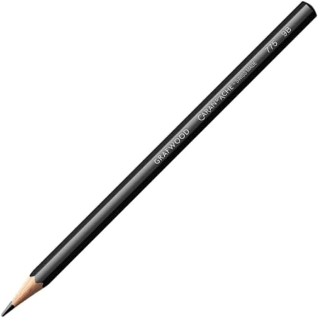 GRAFWOOD GRAPHITE PENCIL 9B ON A WHITE BACKGROUND 