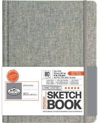 HARDBOUND SKETCHBOOK WITH GRAY FABRIC COVER 9X12