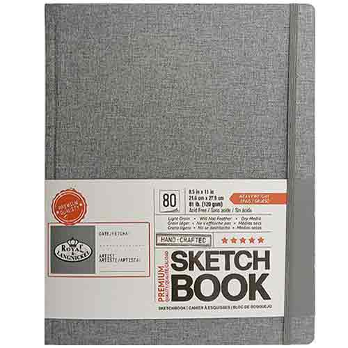 HARDBOUND SKETCHBOOK WITH GRAY FABRIC COVER 8.5X11
