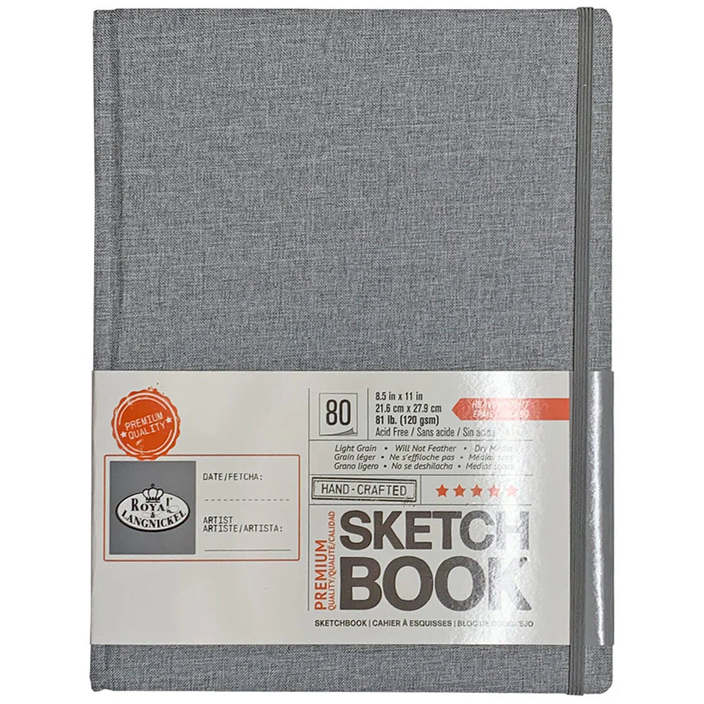 HARDBOUND SKETCHBOOK WITH GRAY FABRIC COVER 11X14