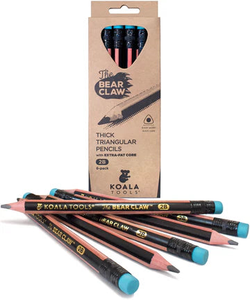 BEAR CLAW THICK CORE ,TRIANGULAR 2B PENCILS (6-PACK)