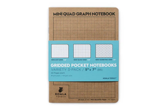 MINI GRIDDED NOTEBOOKS VARIETY 3-PACK 5”X7”